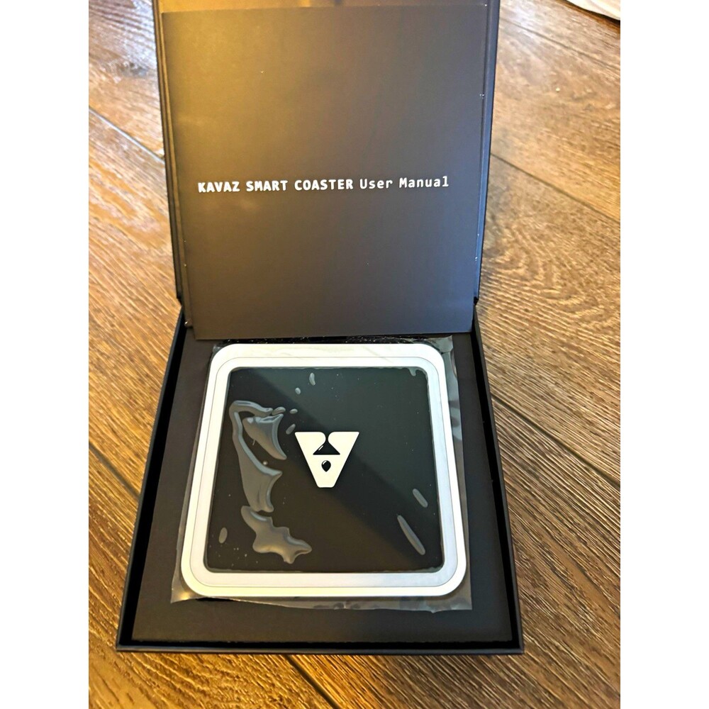 KAVAZ Smart Coaster Square Black/Silver Plastic Solid Modern Non-slip SCC-BLE01